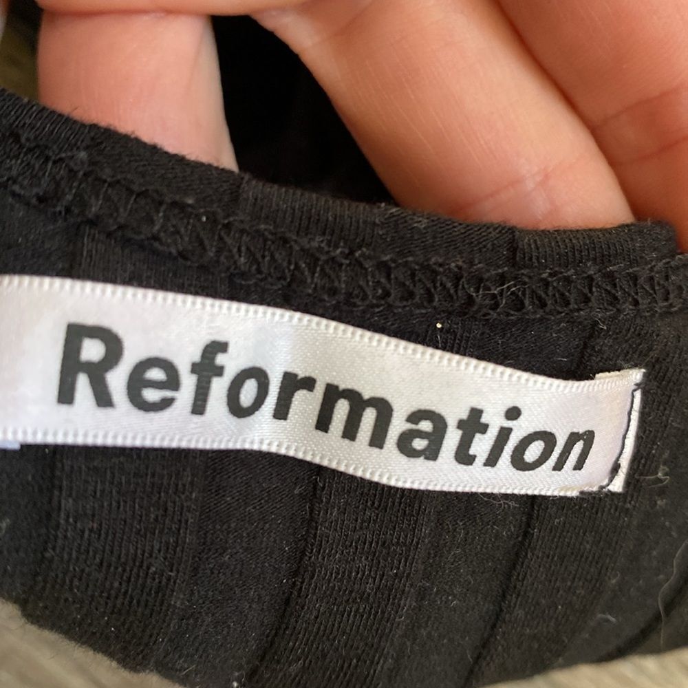 Reformation Black Ribbed Racerback Mini Tank Dress - Picture 5 of 7